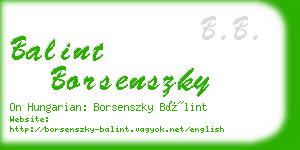 balint borsenszky business card